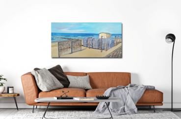 Gemälde handegmalt Öl - Norderney Strand-Standesamt